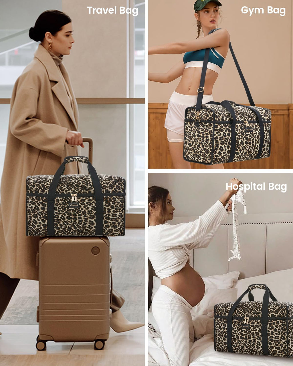 LOVEVOOK Travel Duffle Bag - Weekender & Overnight Bag with Toiletry & Wet Pocket, Carry-On Size, 3pc Set