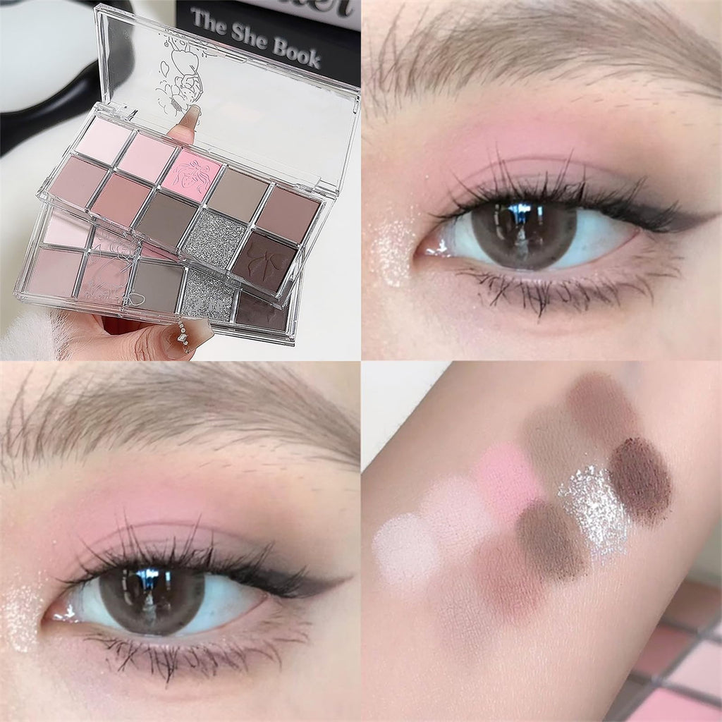 Erinde 10 Colors Eyeshadow Palette Makeup - Matte Shimmer Glitter Eye Shadow Korean Makeup, Ultra-Blendable, High Pigmented, Natural-Looking, Peach Brown Eyeshadow Pallet with Brush, Peach Color