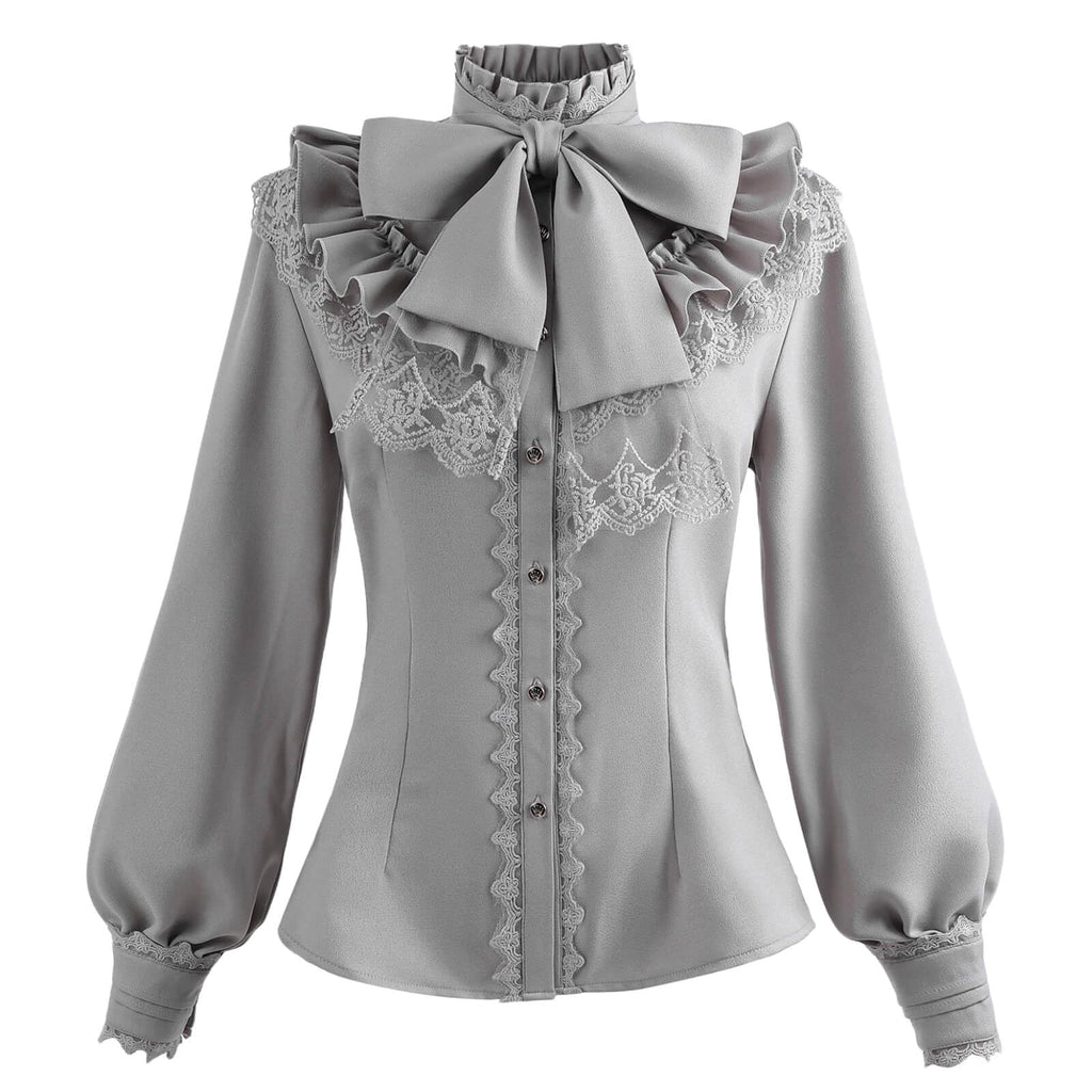 Nuoqi Victorian Blouse Womens Gothic Shirt Vintage Long Sleeve Lotus Ruffle Tops