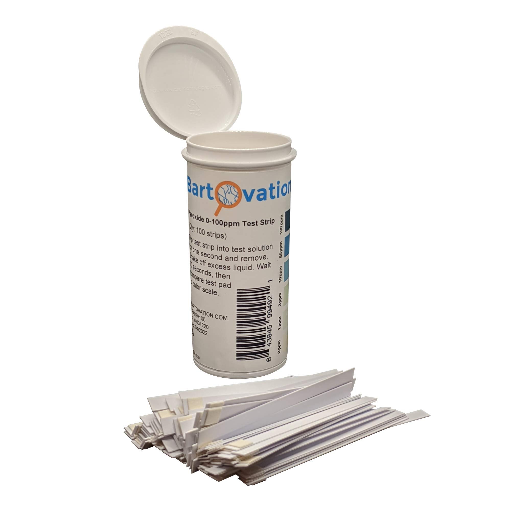 Hydrogen Peroxide H2O2 0-100 ppm Test Strips, Low Level (Bottle of 100) | Monitor residual peroxide levels in drinking water, pools, hot tubs, cold plunges and float tanks