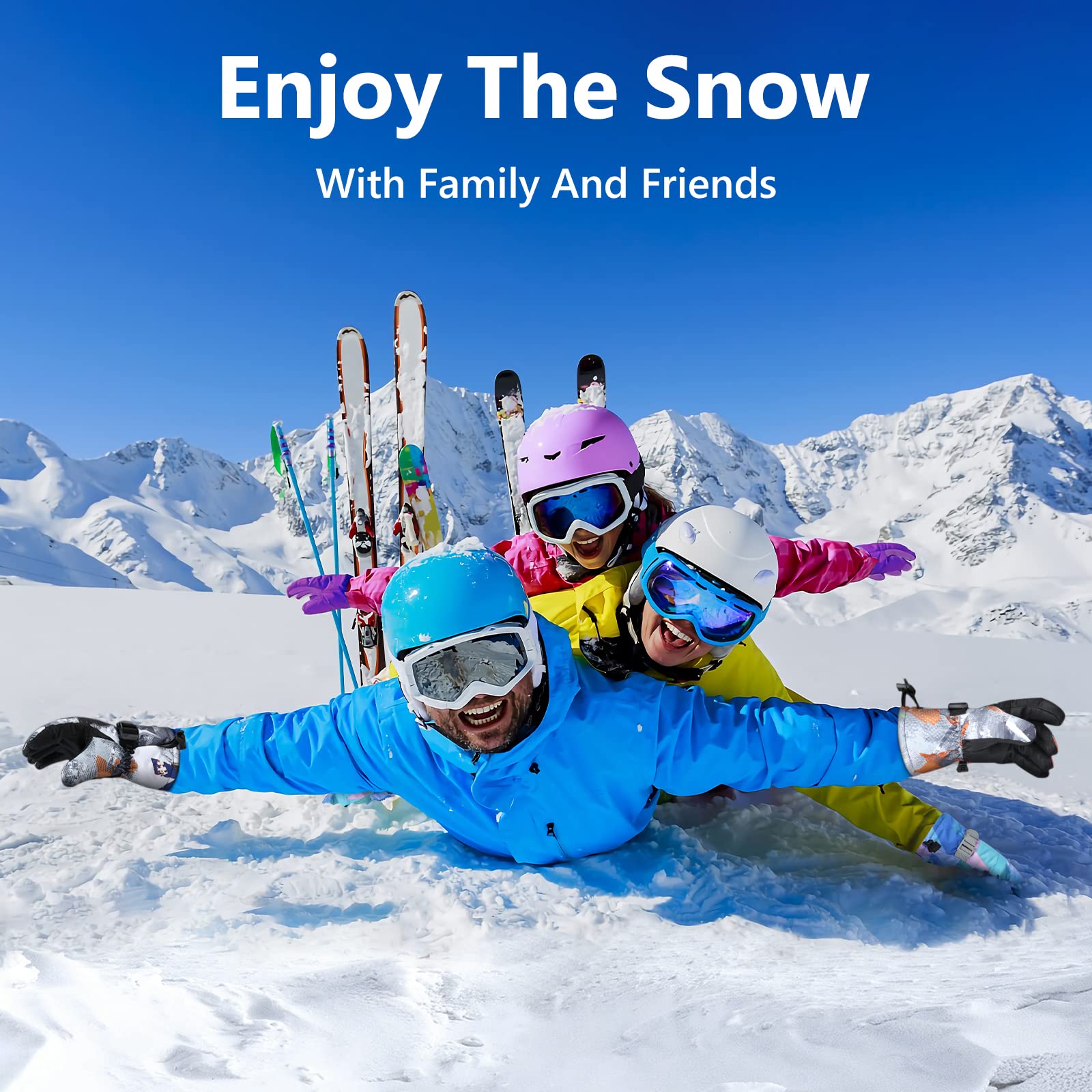 Ski Gloves,Snow Gloves Waterproof Winter Warm Cold Weather Touchscreen Gloves for Parent& Child Kids Skiing,Snowboarding