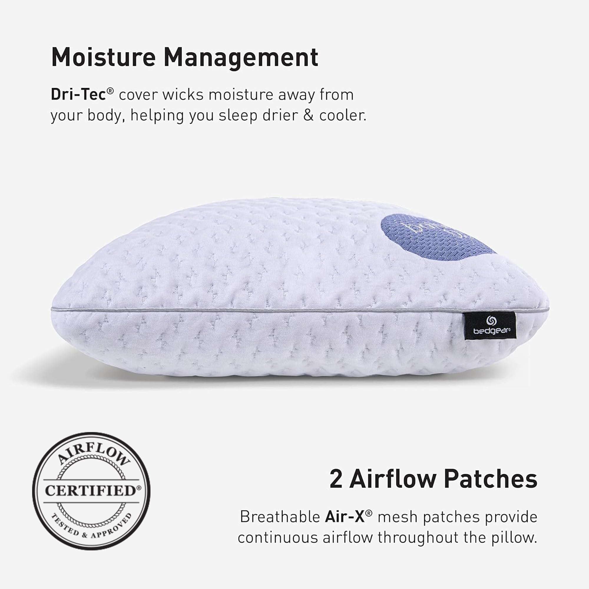 Bedgear Balance 1.0 Performance Pillow, Medium Support Bed Pillow for All Sleep Positions | Boost Blend Fill with Responsive Comfort & Air-X Mesh Ventilation | Washable Hypoallergenic Pillow