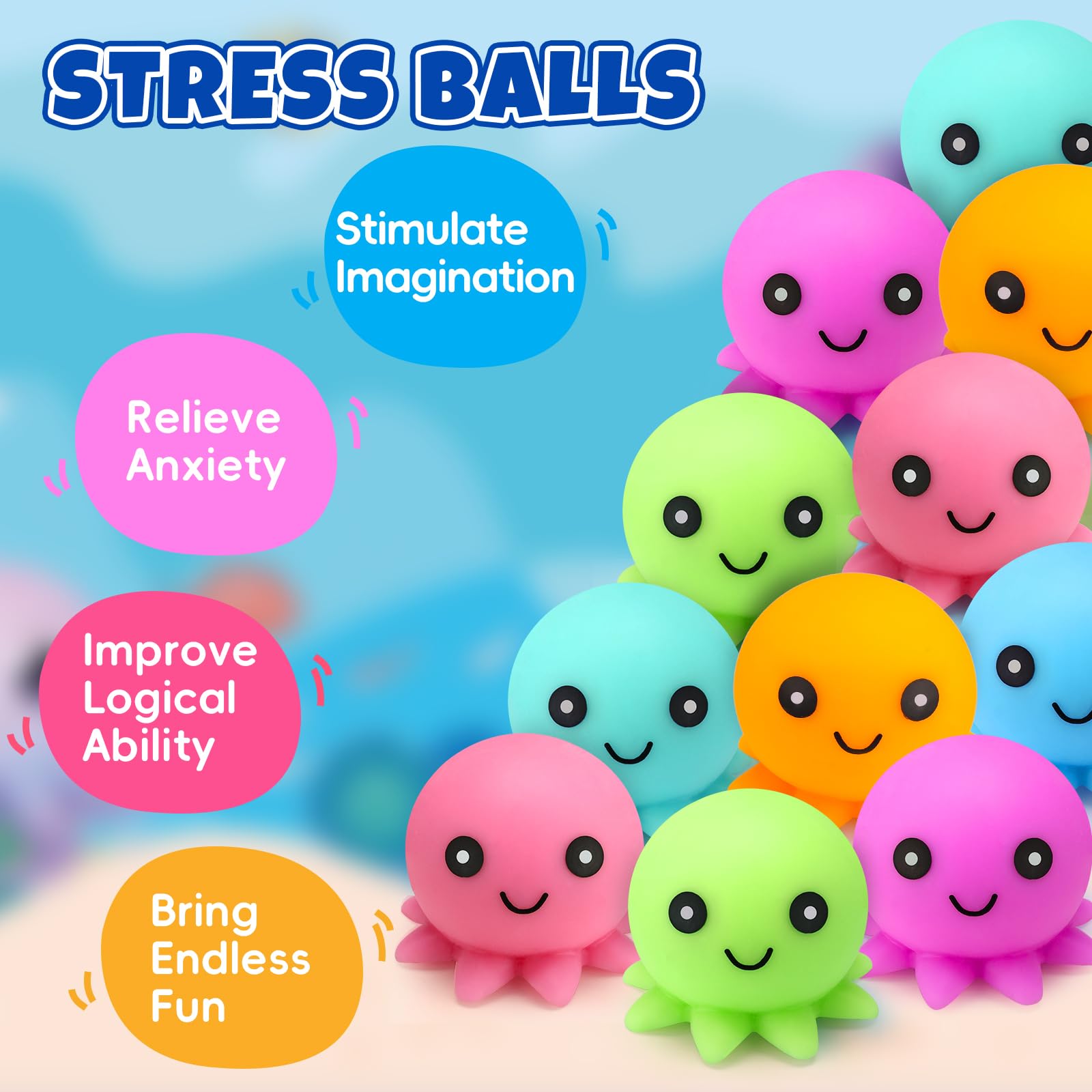 24 Pack Slow Rising Ice Cube Squishy Stress Balls，Stress Cube for Adults Kids , Bulk Taba Squish Fidget Toys, Square Squeeze Toy for Classroom Prizes, Mini Nice Cube Squishy for Party Favors