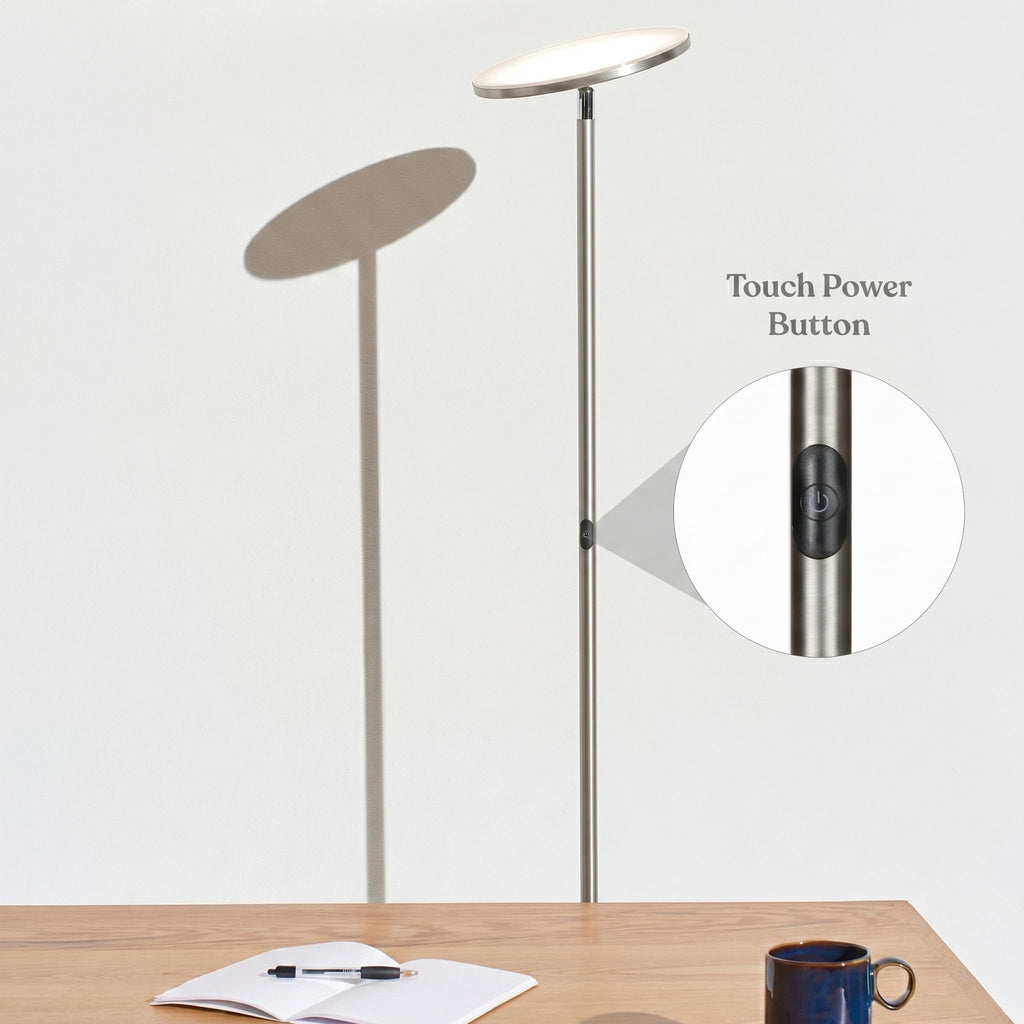 Brightech Sky LED Floor lamp, Torchiere Super Bright Floor Lamp for Living Room Decor & Office - Dimmable, Tall Standing Lamp with Warm Light for Bedroom & Reading - Bronze