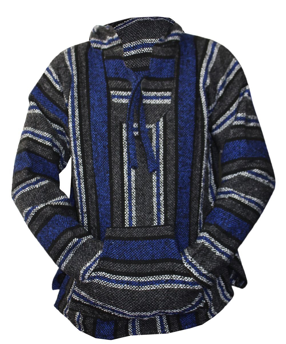 Del Mex Mexican Baja Hoodie Hippie Surf Poncho Sweater Sweatshirt Pullover Jerga