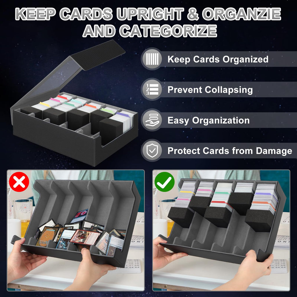 AOBOPLE Trading Card Storage Box,3200+ Card Box Storage with 24 Dividers and 4 Foam Supporters PU Leather Magnetic Cards Deck Case for MTG TCG Magic and Sport Cards,Great Gift for Card Collectors