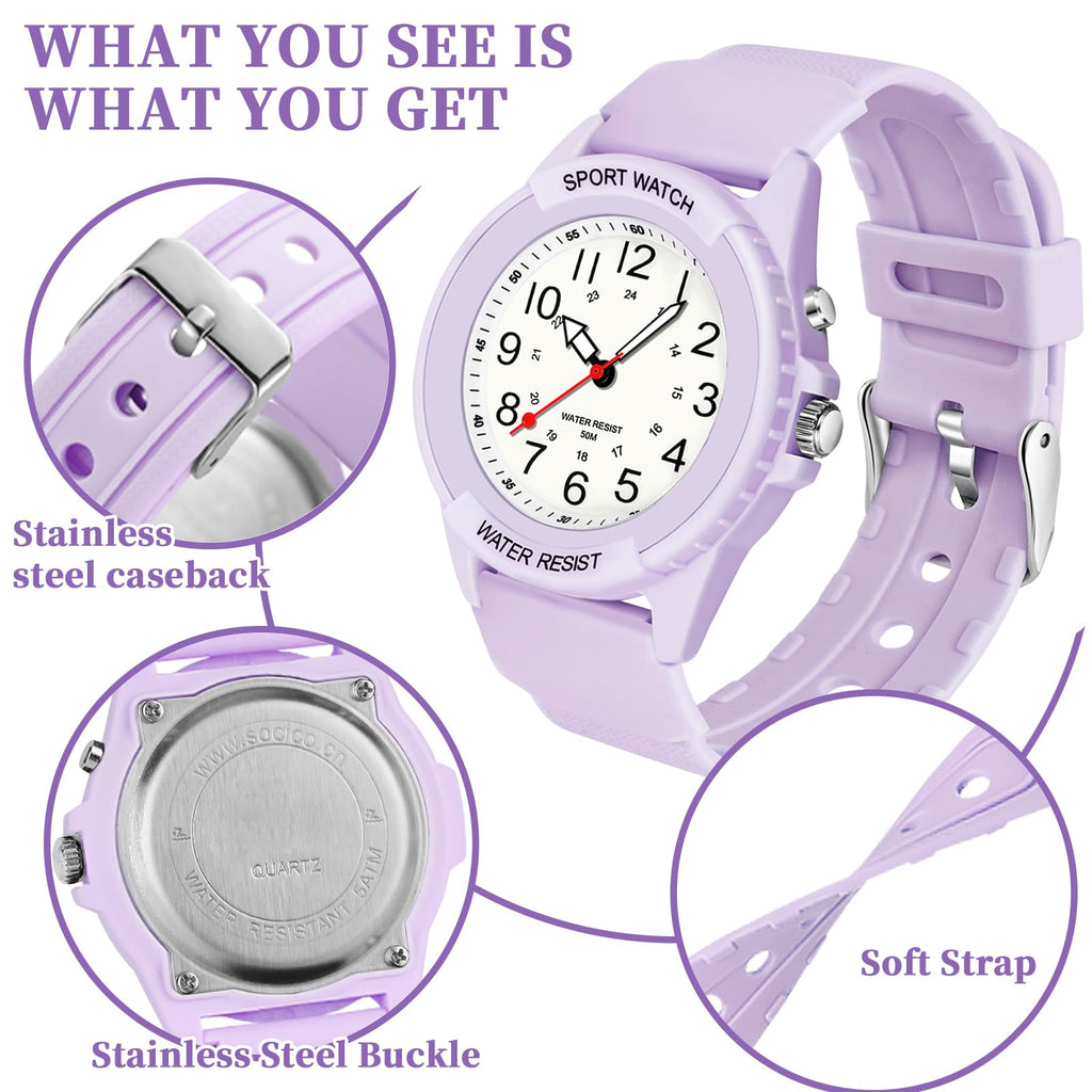 PROKING Waterproof Nurse Watch for Medical Professionals Students Women Men, Night Light, 12/24 Hour Military Time Easy to Read Dial, Second Hand Watch for Nursing Day Gifts