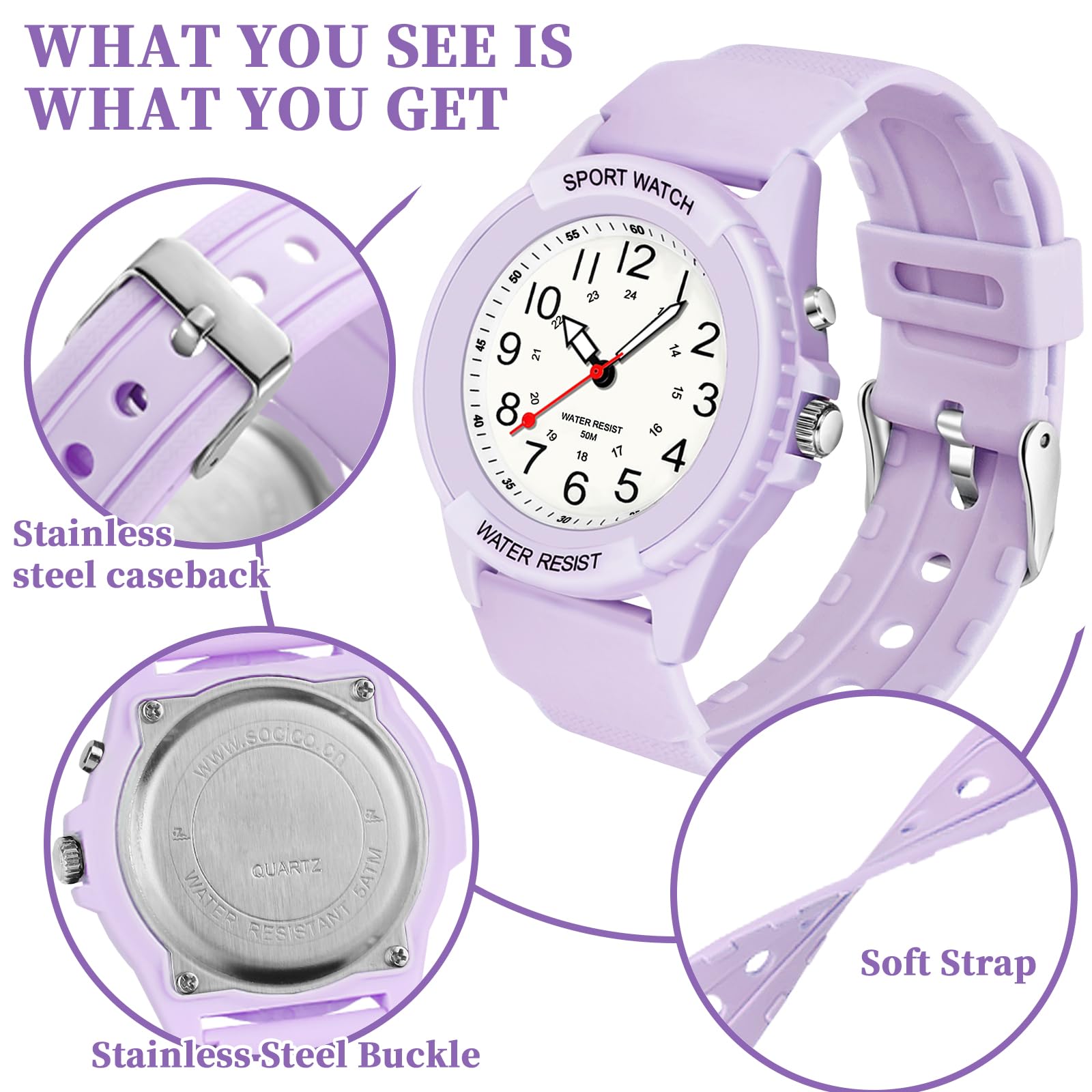 PROKING Waterproof Nurse Watch for Medical Professionals Students Women Men, Night Light, 12/24 Hour Military Time Easy to Read Dial, Second Hand Watch for Nursing Day Gifts