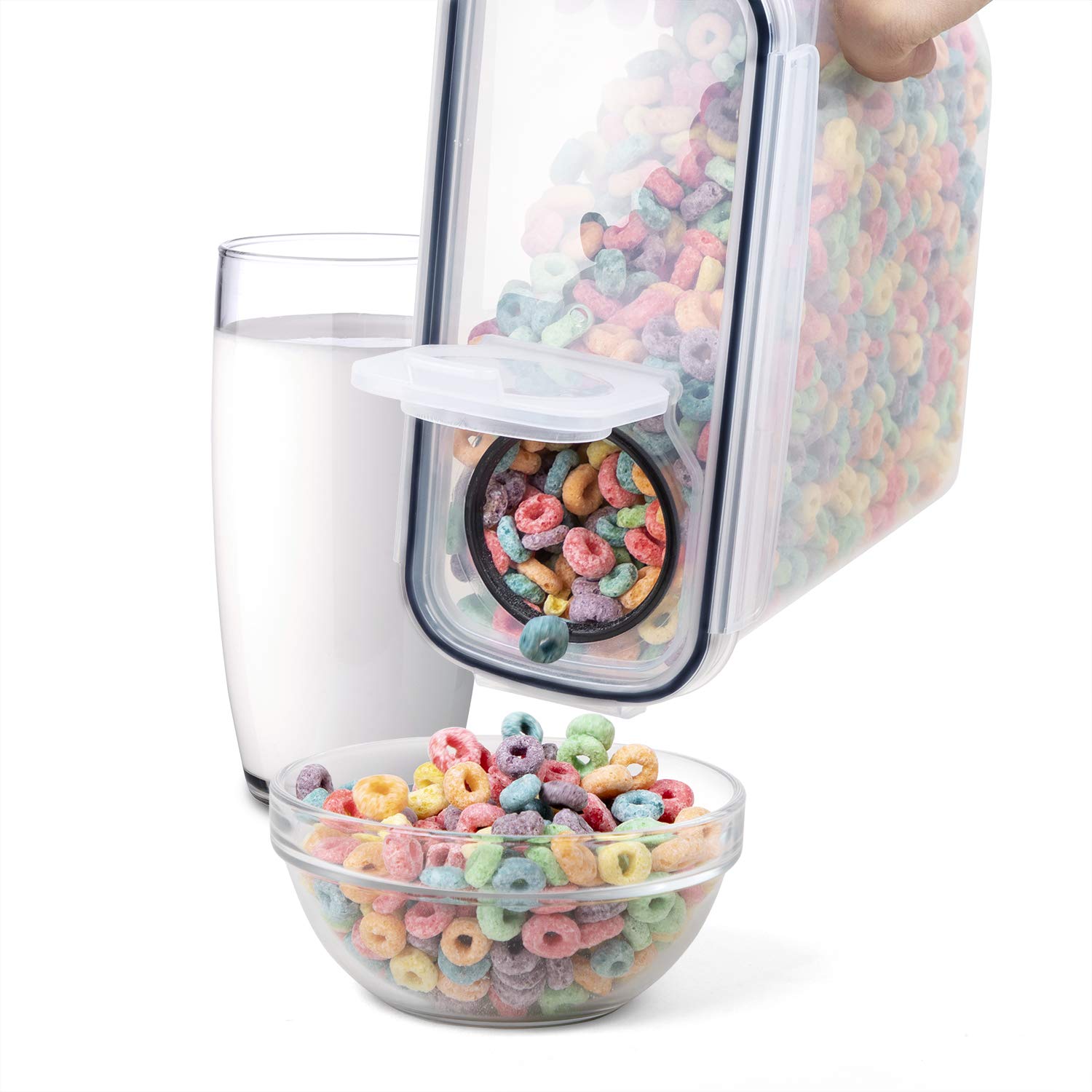 FOOYOO Cereal Containers Storage Set - 3 Piece Airtight Large Dry Cereal Container (135.2oz), BPA Free Dispenser Plastic Cereal Storage Containers with 16 Labels & Pen