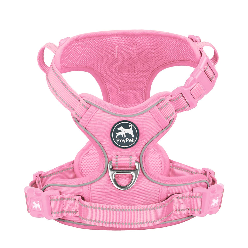 PoyPet Dog Harness No Pull, Reflective Vest Harness with Front & Back 2 Clips and Easy Control Handle for Small Medium Large Dog (XS, Black)