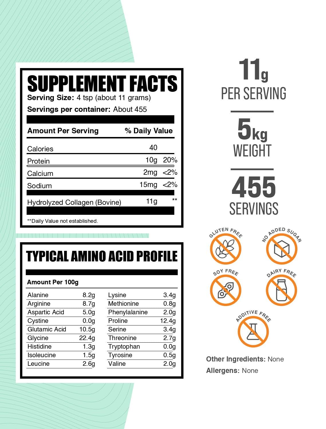 BulkSupplements.com Collagen Peptides Powder - Bovine Collagen Powder, Powdered Collagen Supplement - Hydrolyzed & Gluten Free, 11g per Serving, 500g (1.1 lbs) (Pack of 1)