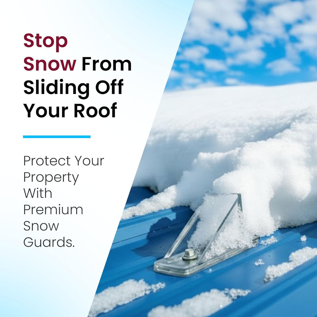 50 Pack Snow Guards for Metal Roofs – with Perfect Seal Gaskets & Screws – Heavy-Duty Polycarbonate Snow Stops Prevent Sliding Snow & Ice – Roof Snow Retention System | Made in USA