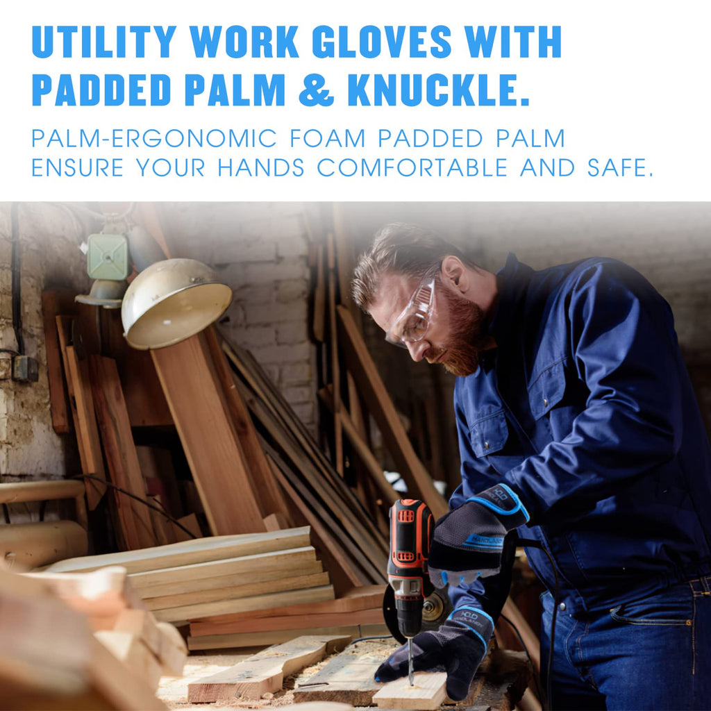 AIGEVTURE Safety Work Gloves Mens & Women, Light Duty Mechanic Gloves Touch Screen, Gardening Work Gloves with Grip,High Dexterity