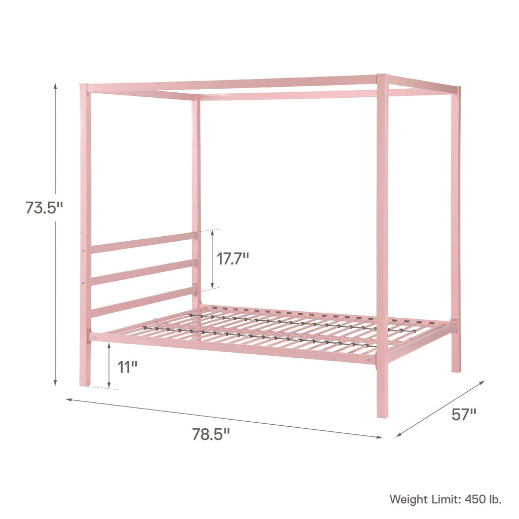 DHP King Metal Canopy Bed, Modern Design with Built-In Headboard, Sturdy Frame, No Box Spring Needed, Gunmetal Gray