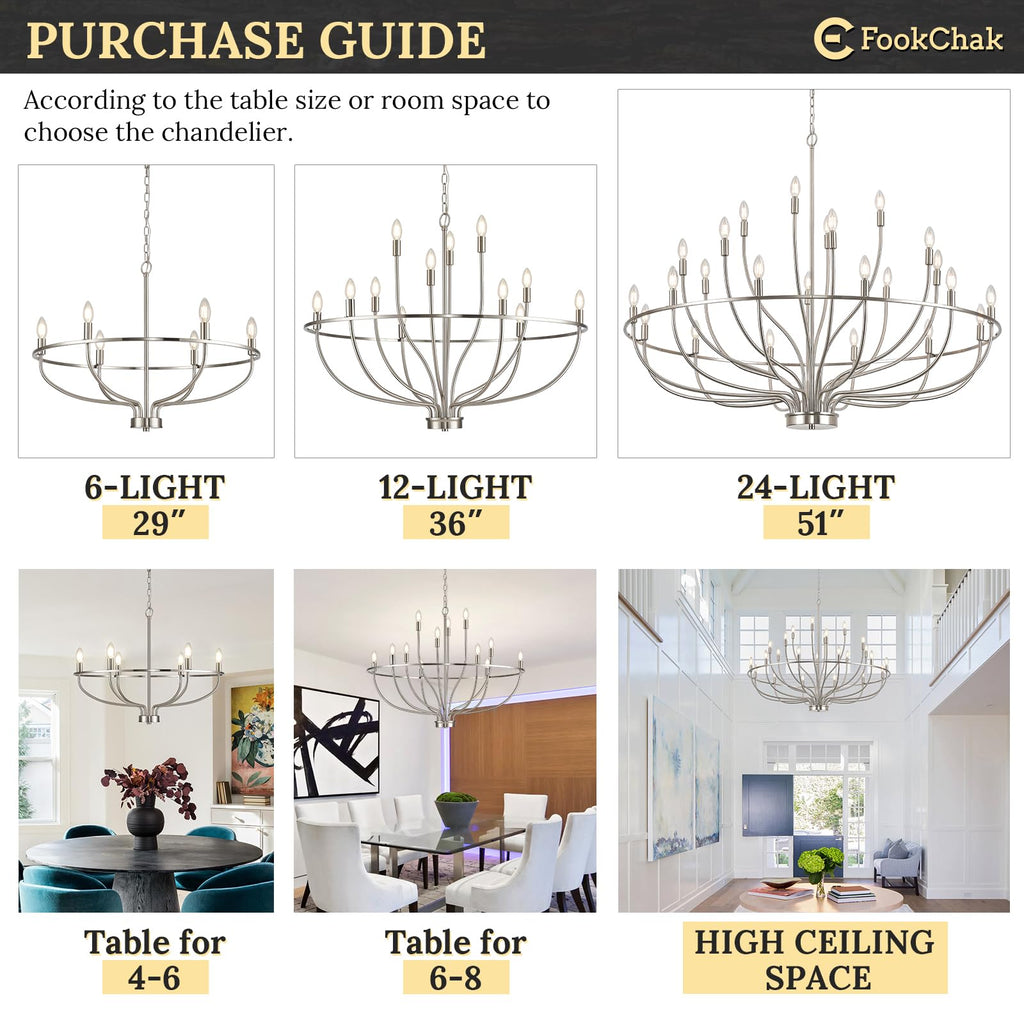 Black Chandelier 6-Light Dining Room Chandelier Kitchen Chandeliers Over Table Round Living Room Chandelier Light Fixture for Bedroom, Kitchen, Foyer
