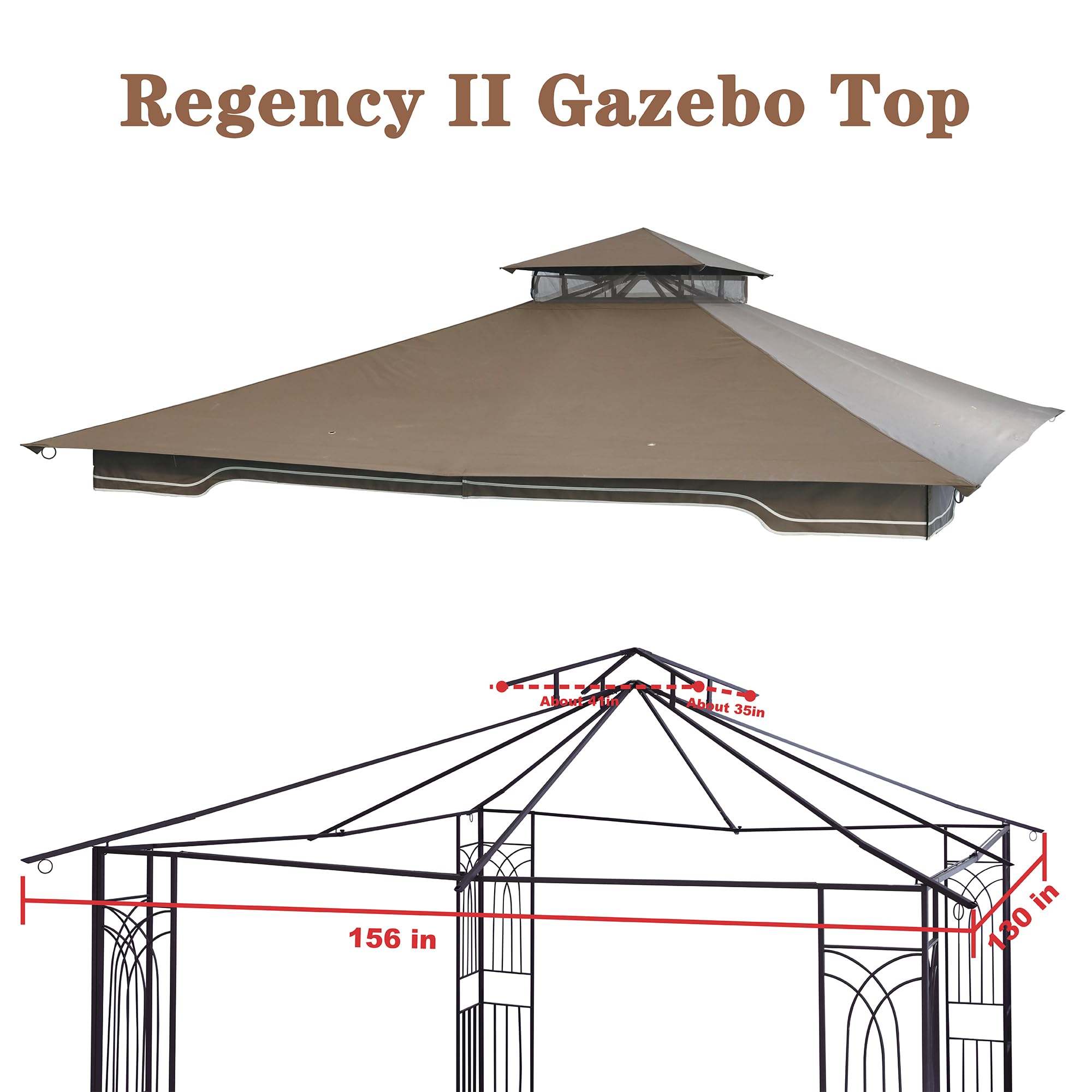 SCOCANOPY Replacement Gazebo Canopy Compatible with 10 x 12 Regency II Patio Gazebo Model L-GZ798PST,A101004104,A101004105,(Forest Green)