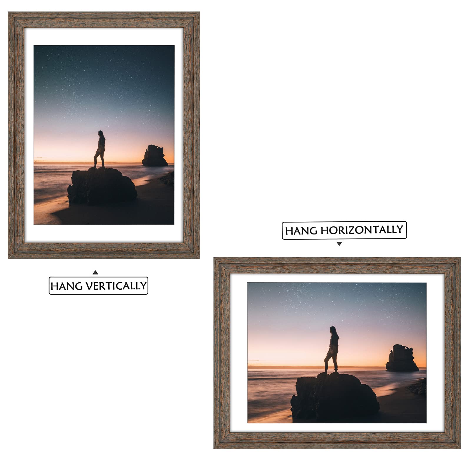 Golden State Art, 13x19 Picture Frame - Displays 11x17 Photo with Mat or 13x19 Without Mat, Wide Moulding Solid Wood Frame for Wall Display, Black