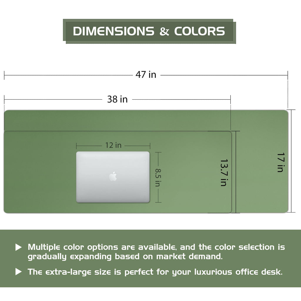 Aothia Leather Desk Pad Protector - Large Mouse Pad, Office Mat, Non-Slip PU Leather Blotter, Laptop Desk Pad, Waterproof Writing Pad for Office and Home (Beige, 38" x 13.7")