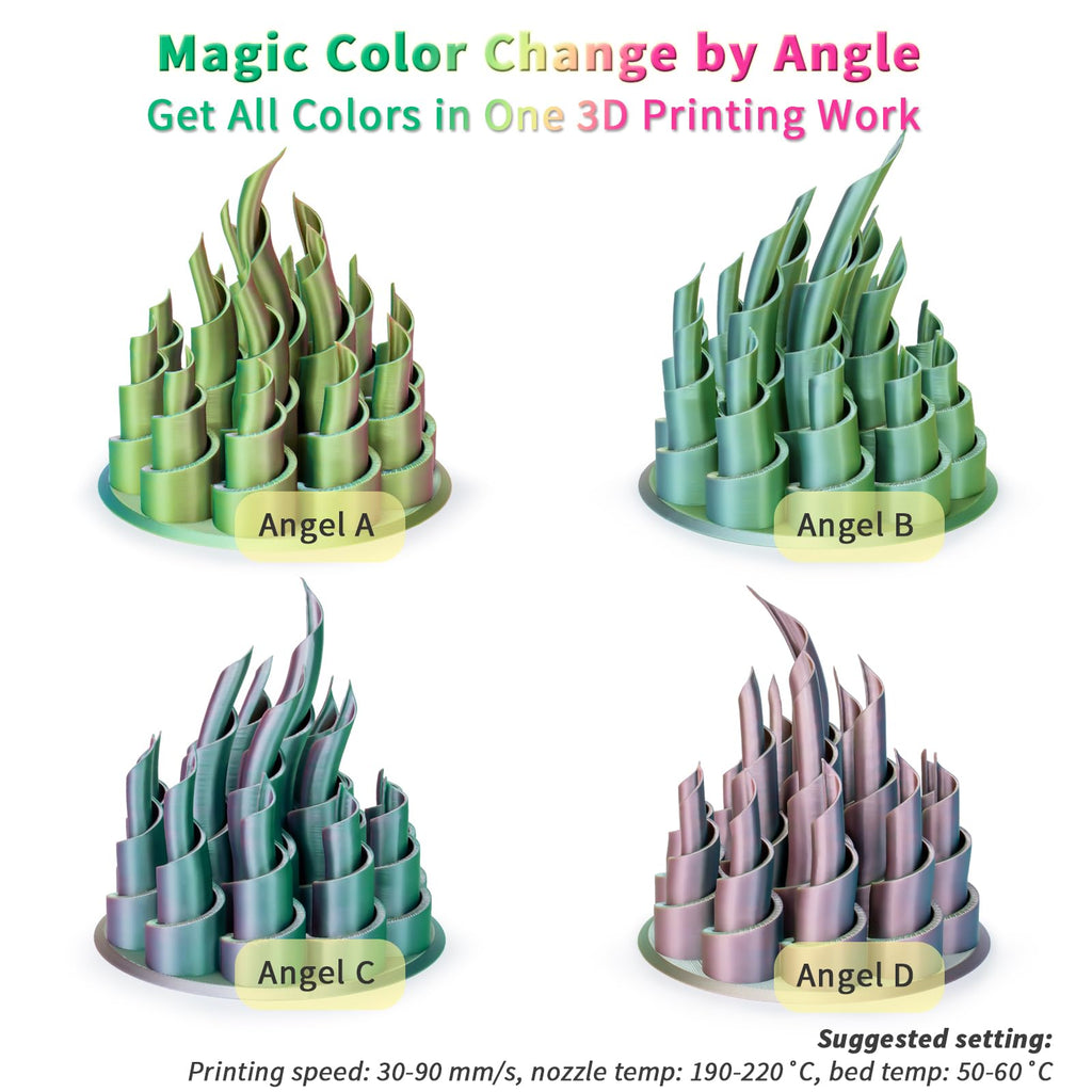 ZIRO Fast Color Change PLA, 1.75mm Color Gradient Filament, Glossy Rainbow PLA Filaments, Fit Most 3D Printer Pen, Shiny Surface 1KG/2.2lbs Spool, Aqua Sky (Silk)