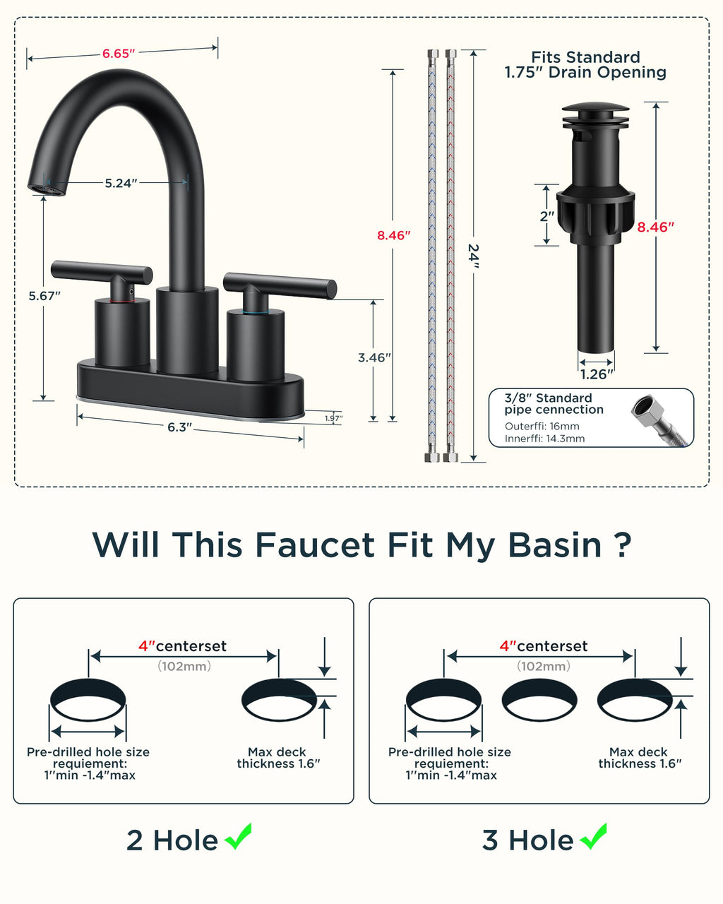 FORIOUS 4" Brushed Gold Bathroom Faucet Centerset 4 Inch, 2 Handle 2 Hole Gold Faucets for Bathroom Vanity wtih Metal Pop Up Dain, CUPC Supply Hose, High Arc Swivel Spout