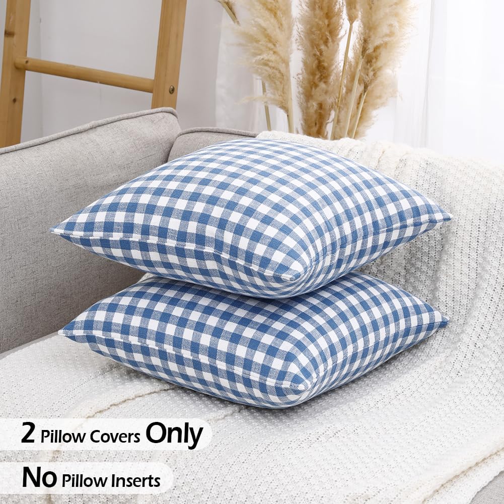 CARRIE HOME Black and White Buffalo Plaid Outdoor Pillow Covers 16x16 Set of 2, 16 x 16 Modern Farmhouse Decor Couch Pillows, Black White Winter Christmas Holiday Plaid Pillows (No Pillow Inserts)