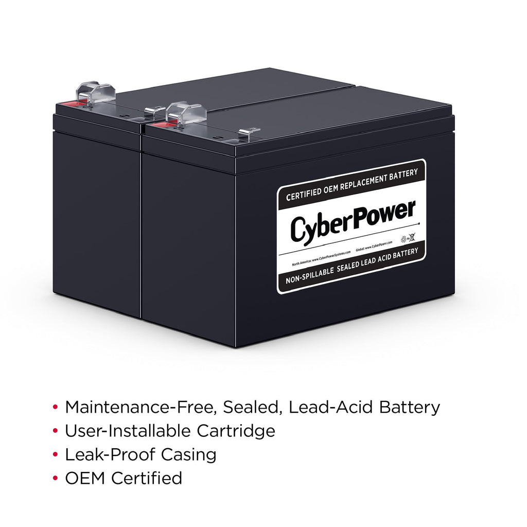 CyberPower RB1290X2 UPS Replacement Battery Cartridge, Maintenance-Free, User Installable, 12V/9Ah , Black