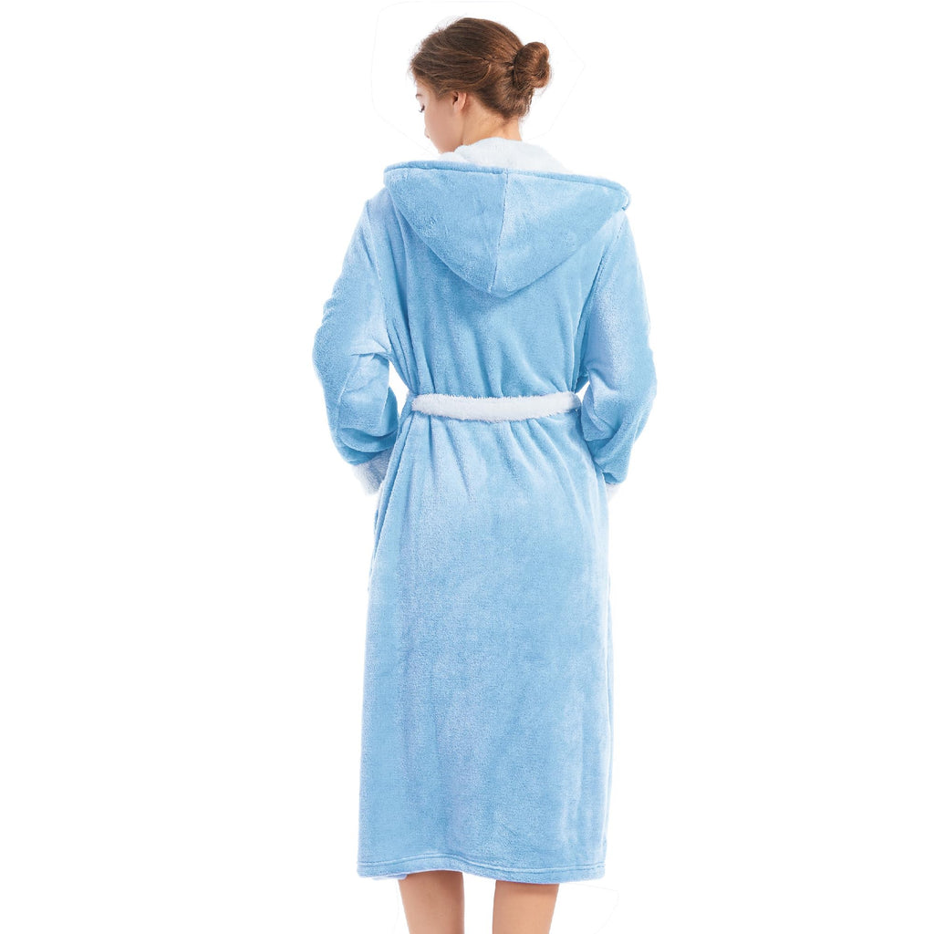 Inner Wish Women Hooded Plush Robe, Fleece Highly Absorbent Cozy Warm Bathrobe