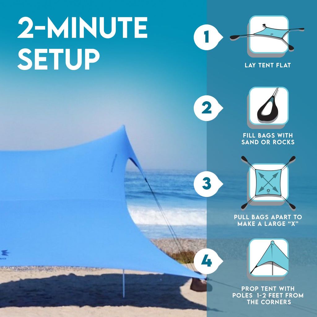 Neso Gigante Portable Beach Tent Sun Shelter - Lightweight Beach Shade Canopy - Easy Setup for Family Outings - Patented Reinforced Corners - UPF 50+ - 8ft Tall, 11 x 11ft - Save The Whales
