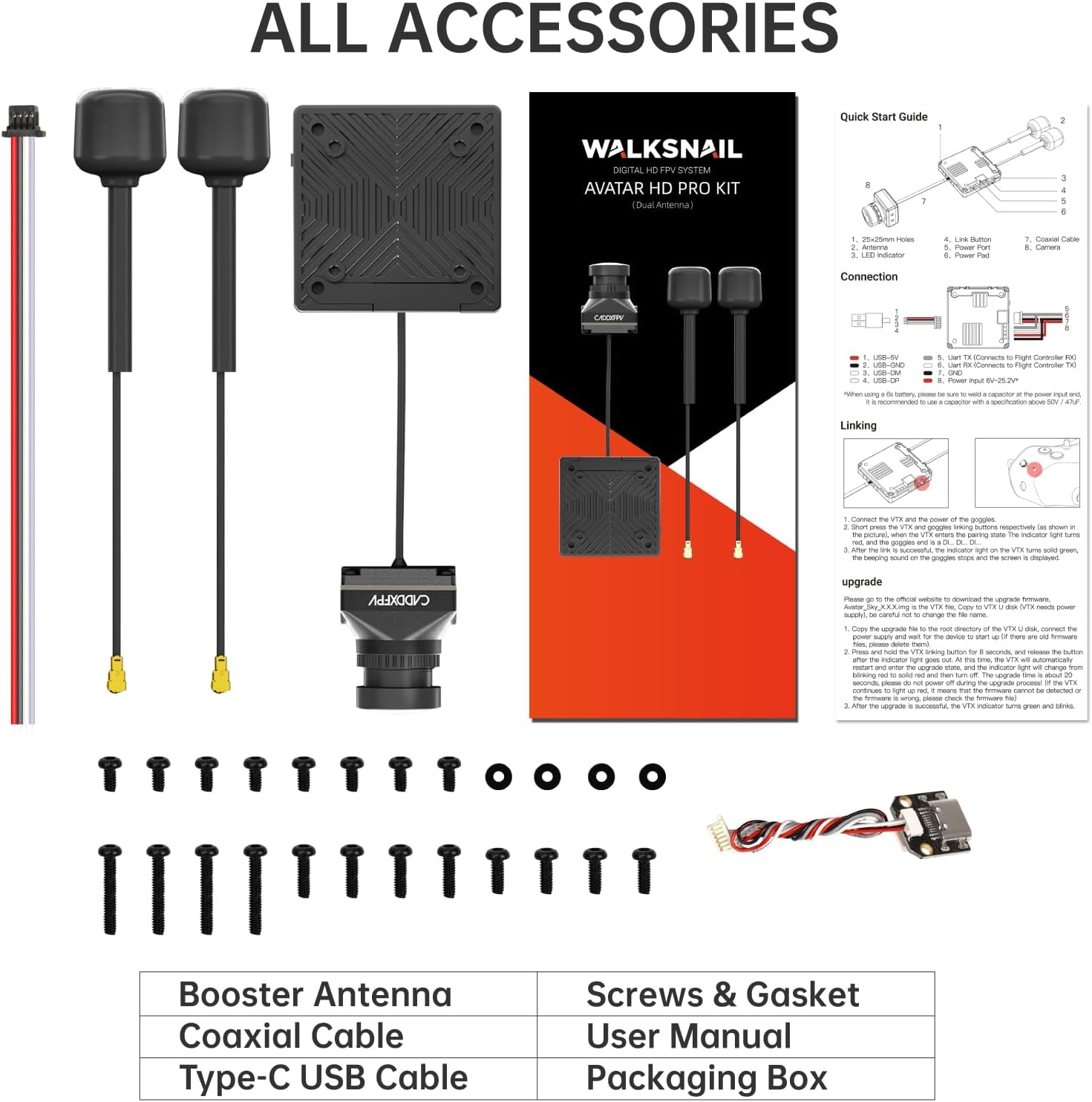 CADDXFPV Walksnail Avatar Pro Kit – Air Unit Pro for FPV Drone with Excellent Night Vision, Gyroflow Support, Digital Transmission System,Dual Antennas, 22ms Low Latency, 4km Max Range, 160° FOV, 1080P/60fps H.265 Video Recording, 1/1.8-inch Starvis II