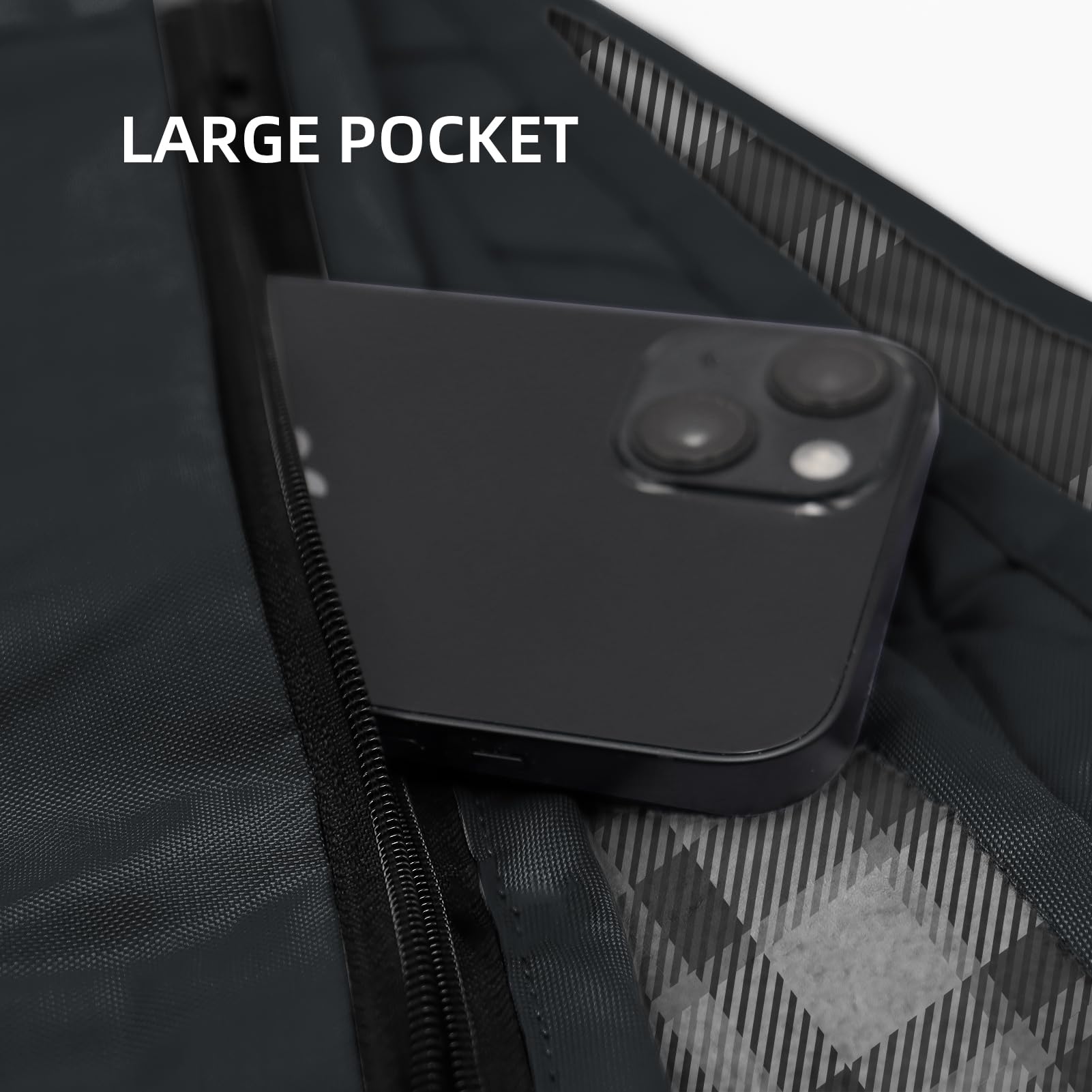 Large Outdoor Waterproof Blanket Extra Thick Fleece Stadium Blanket for Camping, Car, Pet, Picnics - Windproof, Wearable, Machine Washable 80" x 58" (Black Check)