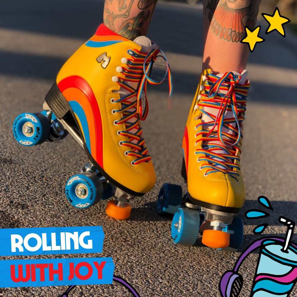 Moxi Rainbow Rider Roller Skates for Women - Beautiful, Durable, Supportive Rainbow Skates with Padded Lining, a Sturdy Plate, and Soft Outdoor Wheels
