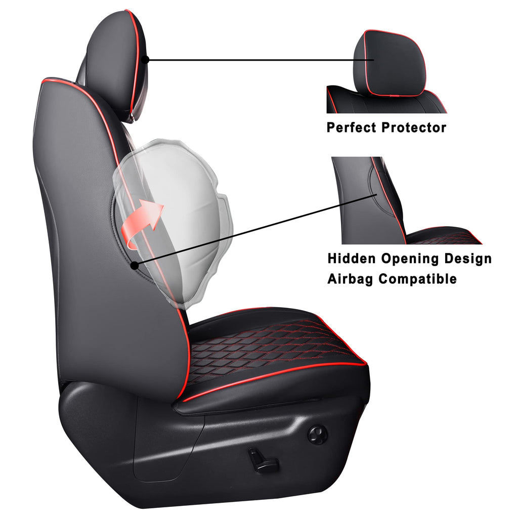 Huidasource Grand Cherokee Seat Covers, 2 Pieces Waterproof Leather Customized Car Seat Cushion Covers Protectors Compatible with Jeep Grand Cherokee 2011-2022 (2Pcs Front/Black)