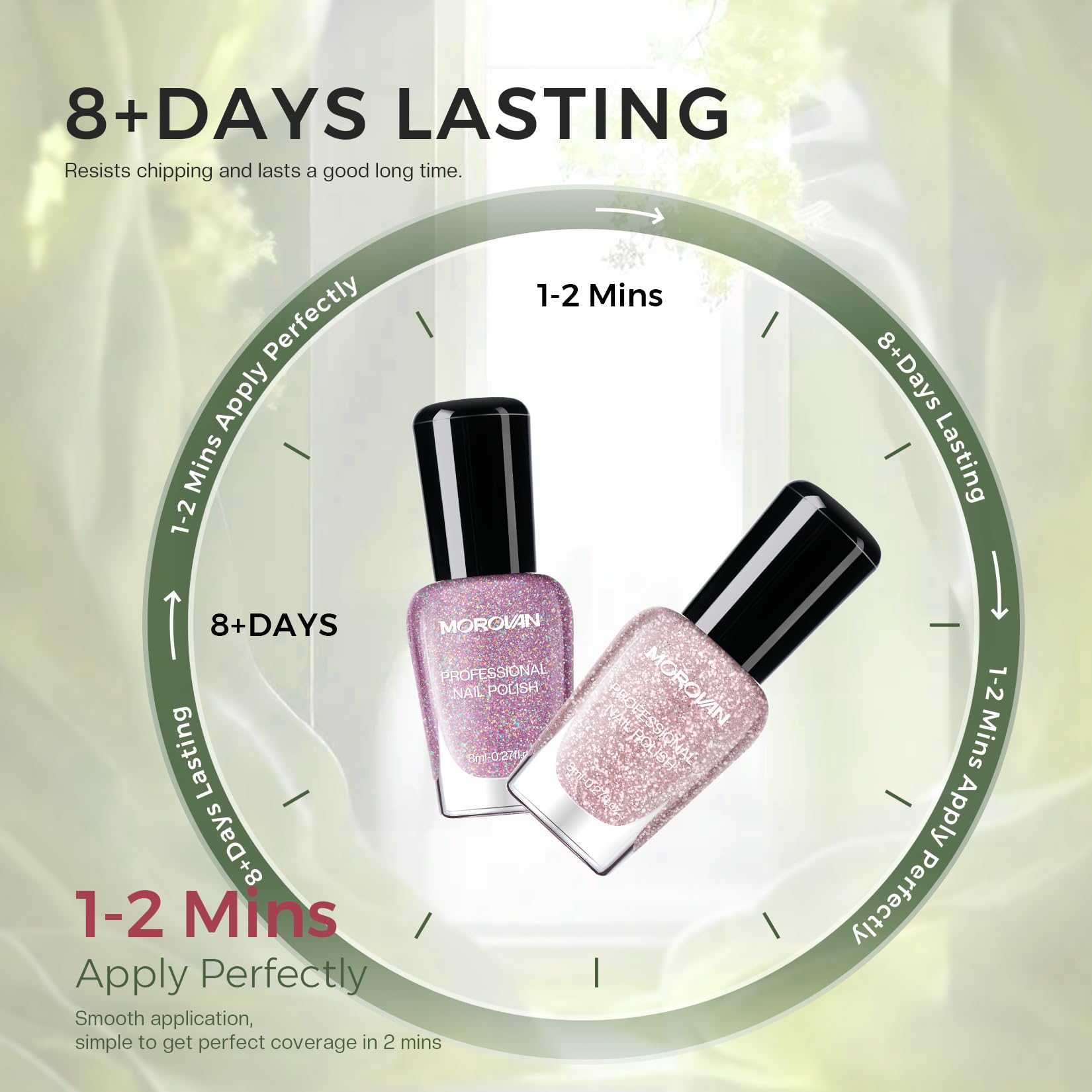 Morovan 15 Bright Color 0.27oz Air Quick Dry Long Lasting Nail Polish Gift Set for Women