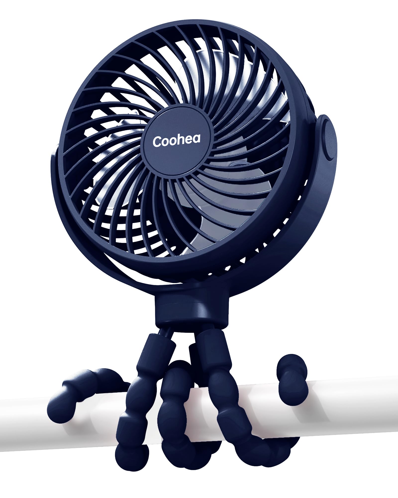 Coohea Stroller Fan Clip on for Baby, 4000mAh Rechargeable Battery Operated, Flexible Tripod, 3 Wind Speed, 360° Rotatable, Small Cooling Portable Fan for Car Seat Crib Golf Cart Bike Treadmill, Black