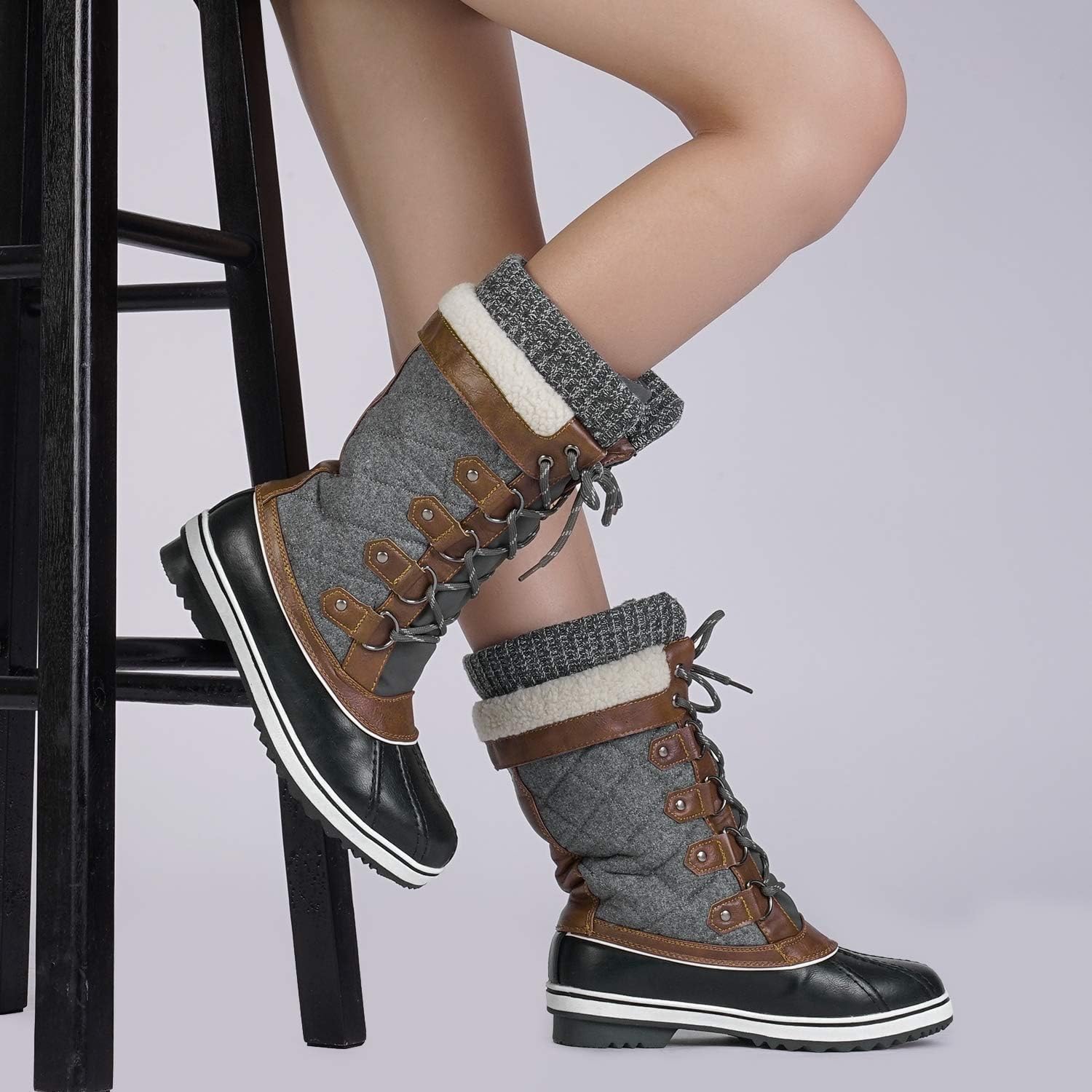 DREAM PAIRS Women's Mid-Calf Waterproof Winter Snow Boots
