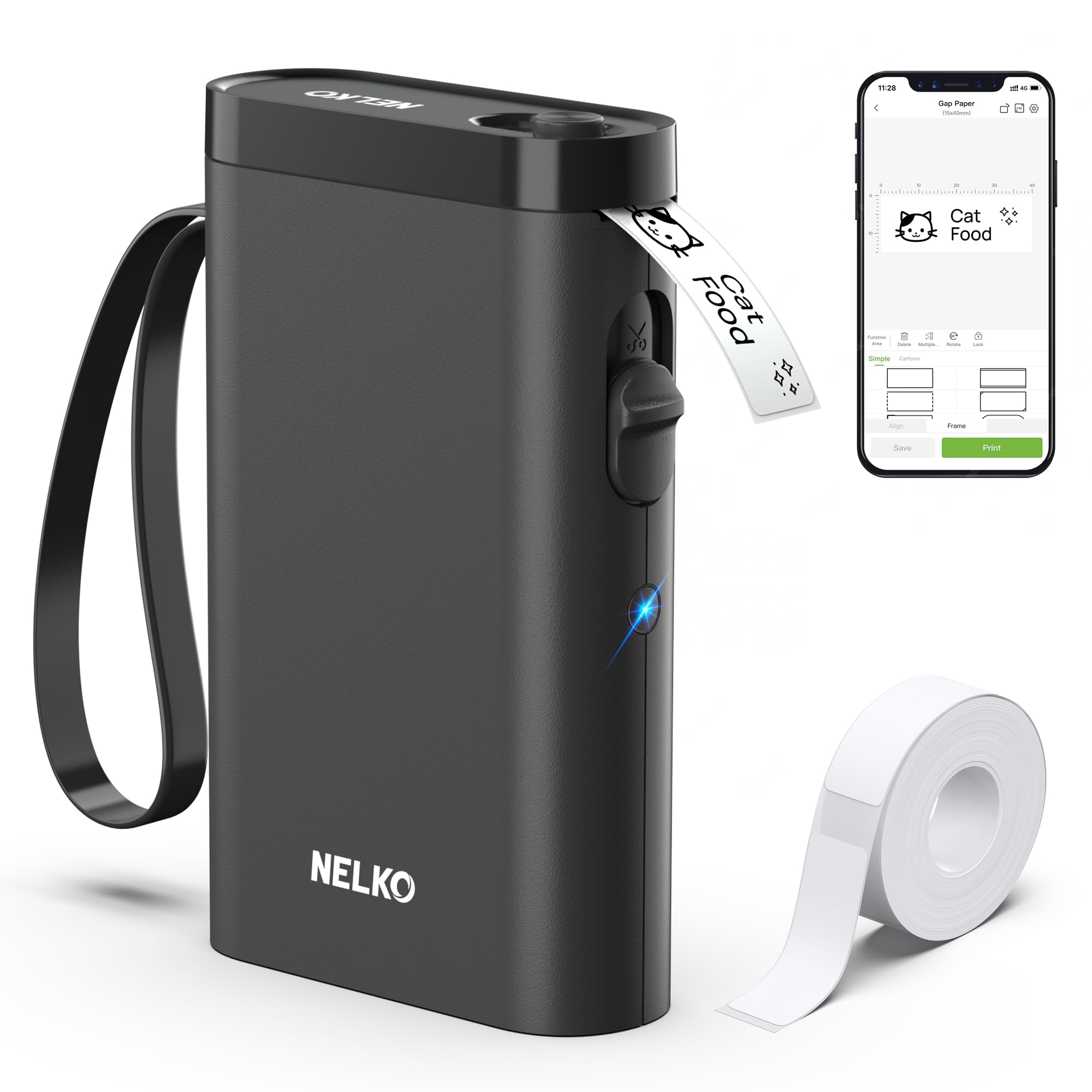 Nelko Label Maker Machine with Tape, P21 Bluetooth Label Printer, Wireless Mini Label Makers with Multiple Templates for School Office Home, White