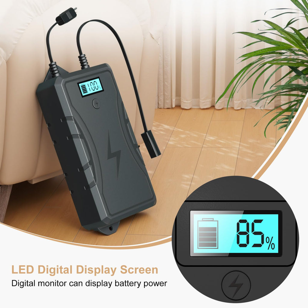 Battery Pack for Reclining Furniture without Charger, 2500mAh Universal Recliner Battery Pack Rechargeable with LED Display for Electric Recliner, Sofa, Couch, Lift Chair, 2-Pin Motion Furniture