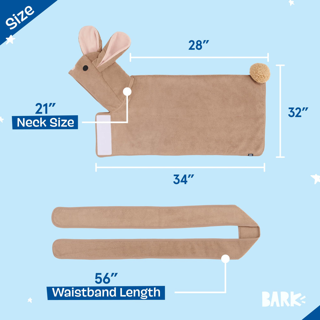 Barkbox Dog Bathrobe Fast Drying with Hook and Loop Closure & Wrap Tie Snuggle, Cute Dogs Clothes, Easy to Clean, Machine Washable, Dog Coats and Tumble Dry Low - Bunny, Medium