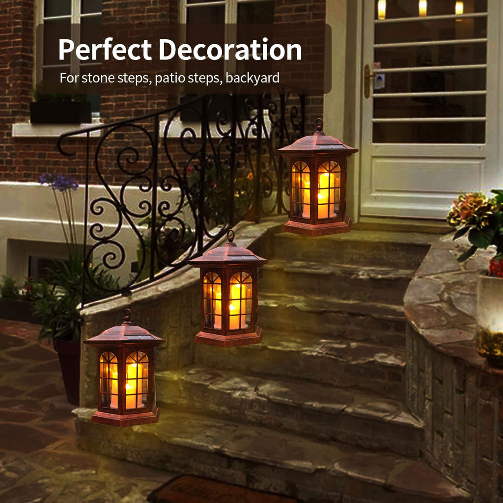 Solar Lantern Outdoor, Outdoor Hanging Candle Lanterns LED Lights - PVC Waterproof Solar Lights Decorative Lantern Lights for Table,Outdoor,Party…