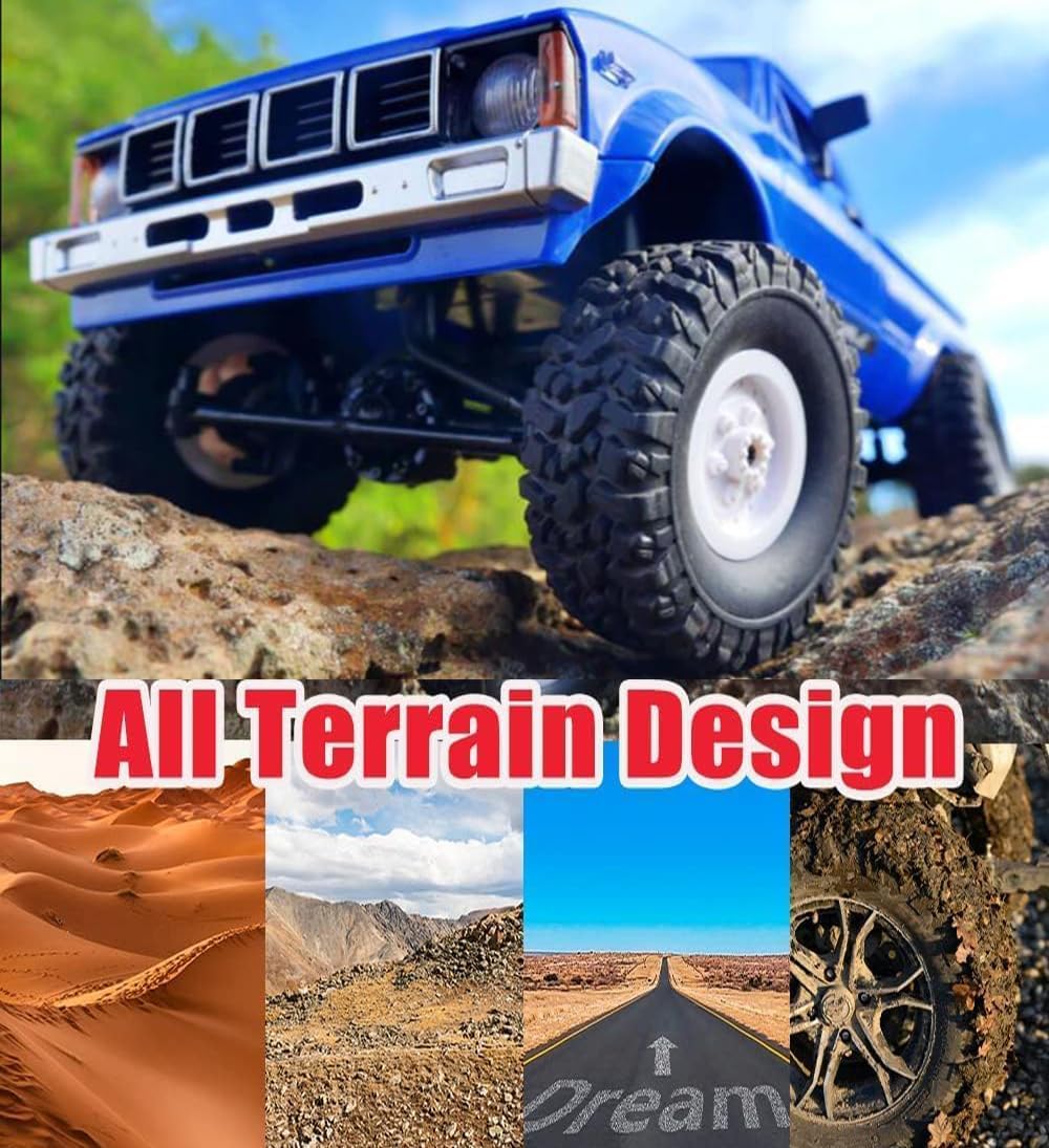 RC Crawler WPL C24 RC Rock Crawler RC Truck 4x4 Off Road RTR, 1/16 Scale Remote Control Truck All Terrain 2.4 Ghz with Proportional Steering LED Lights Hobby Toys Adult