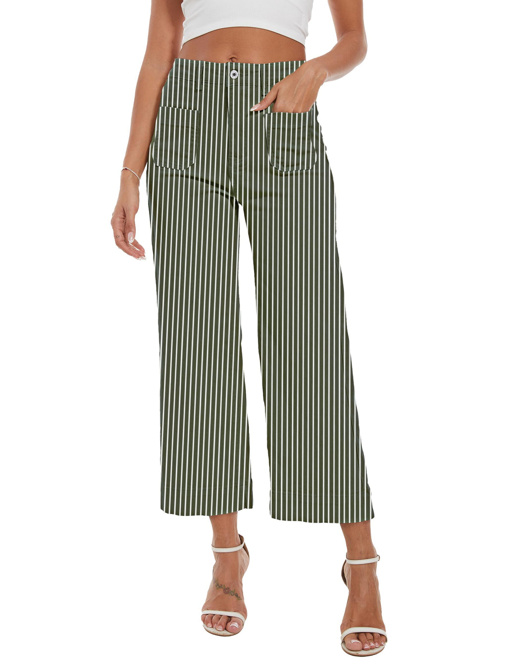 Wide Leg Jeans for Women Trendy High Waisted Flare Jeans Cropped Pants Stretchy Baggy