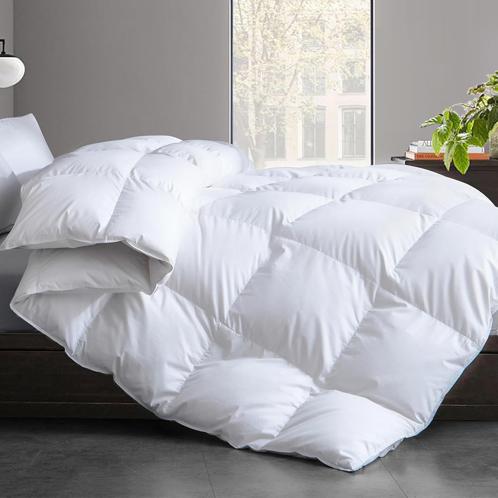 Cosybay Full Feather Down Fiber Comforter - Ultra Soft 100% Cotton Duvet Insert, All Season Hotel Luxury Bedding with Corner Tabs, 82"x86"