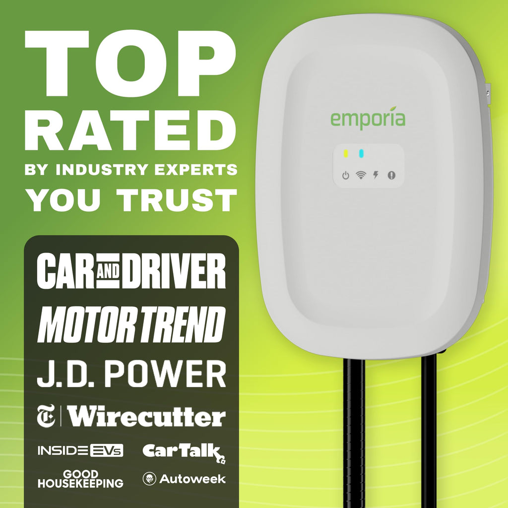 EMPORIA Level 2 EV Charger - NEMA 14-50 EVSE w/NACS, Compatible with Tesla - 48 amp EV Charger Level 2, 240v Electric Vehicle Charging Station, UL/Energy Star, 25ft Cable, Black