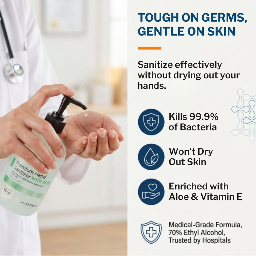 McKesson Hand Sanitizer with Aloe, 18 oz Pump Bottle [Pack of 12] – Bulk, 70% Ethyl Alcohol, Spring Water Scent, No-Rinse Gel with Vitamin E and Moisturizers, Medical-Grade Sanitizer
