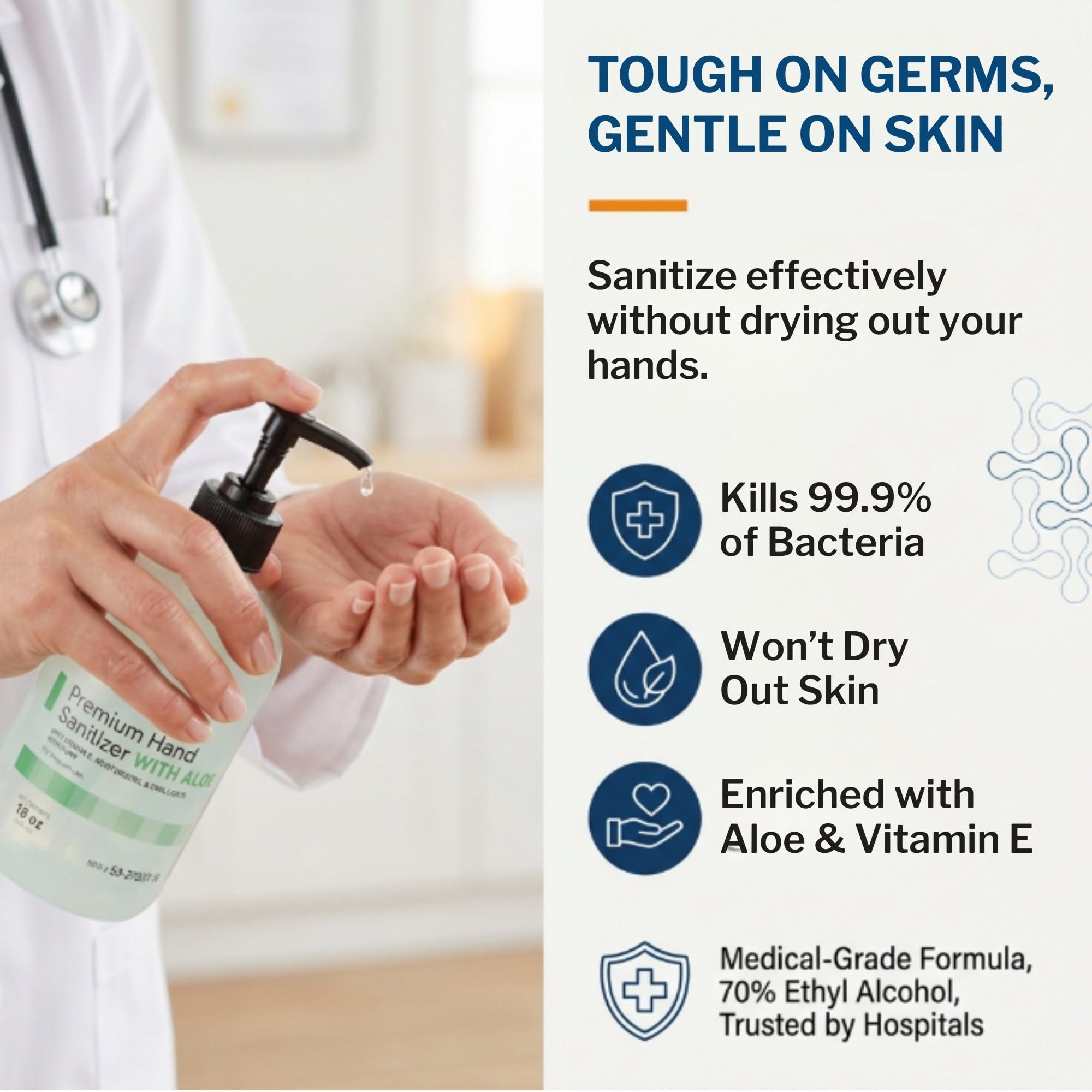 McKesson Hand Sanitizer with Aloe, 18 oz Pump Bottle [Pack of 12] – Bulk, 70% Ethyl Alcohol, Spring Water Scent, No-Rinse Gel with Vitamin E and Moisturizers, Medical-Grade Sanitizer