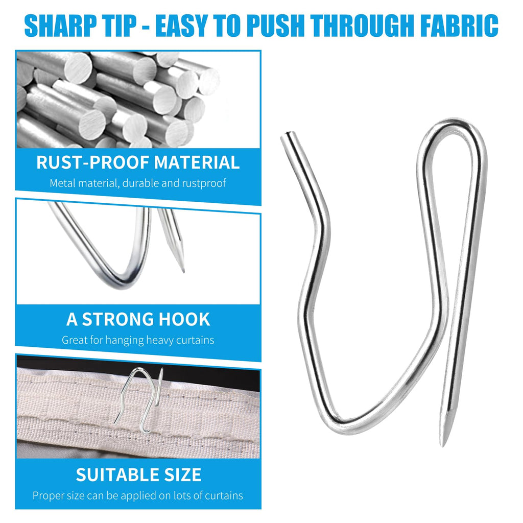 1.2 Inches Curtain Hooks, Sopito 58pcs Metal Drapery Pin and Hook for Door Window Shower Curtain, Bronze