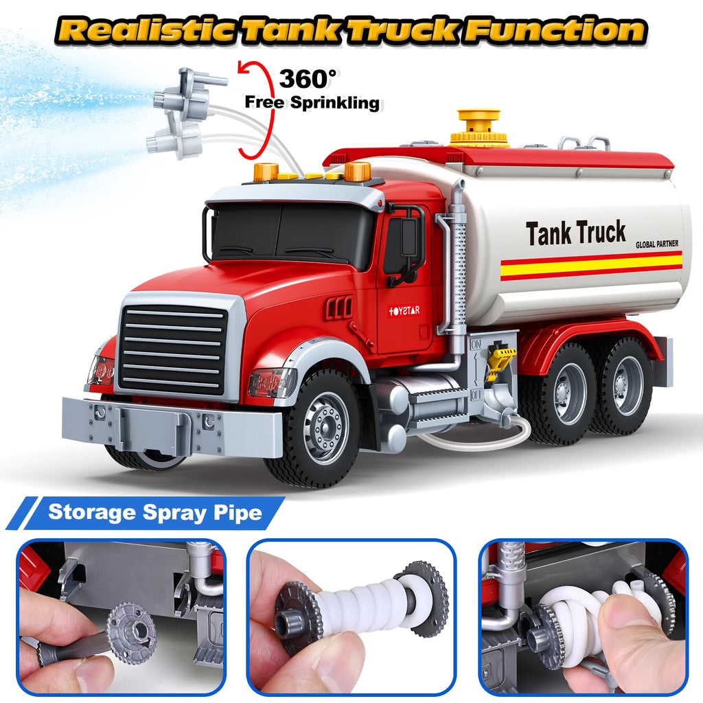 Bstoyder Kids Toys for 3 4 5 6 7 8 Years Old Boys, 15" Crane Truck Toy with Lights, Sounds, Toddler Friction Powered Truck Vehicle Toy for Boys Girls Birthday Gifts