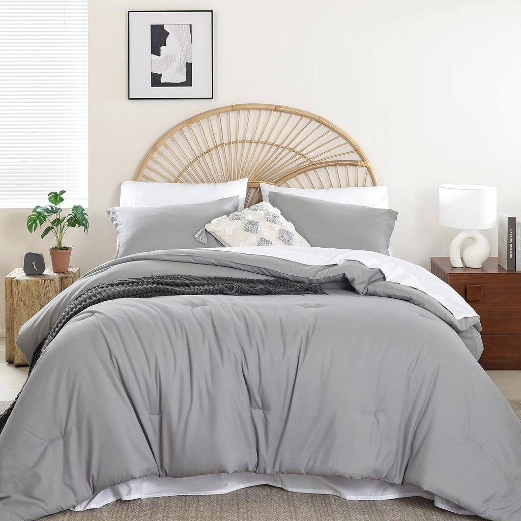 weigelia Twin Comforter Set 5 Pieces Beige Bed in A Bag Soft Queen Bedding Set Lightweight Comforter Set for Women and Men（Comforters, Flat & Fitted Sheets, Pillowcases & Shams）