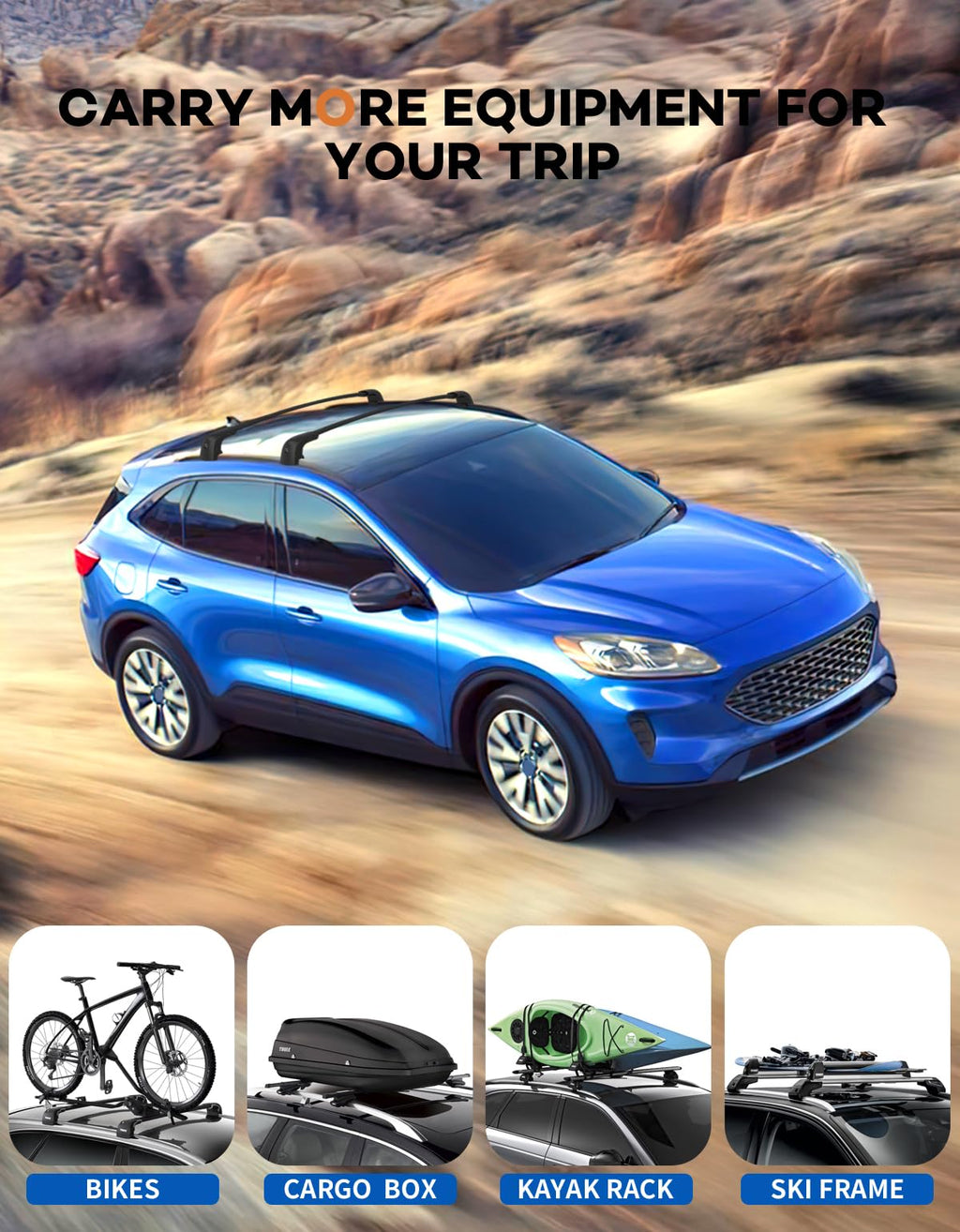 Wonderdriver 300lbs Roof Rack Cross Bars Compatible with Audi Q3 2012-2018, Heavy Duty Aluminum Lockable Roof Rails Crossbars Black Rooftop Cargo Carrier Luggage