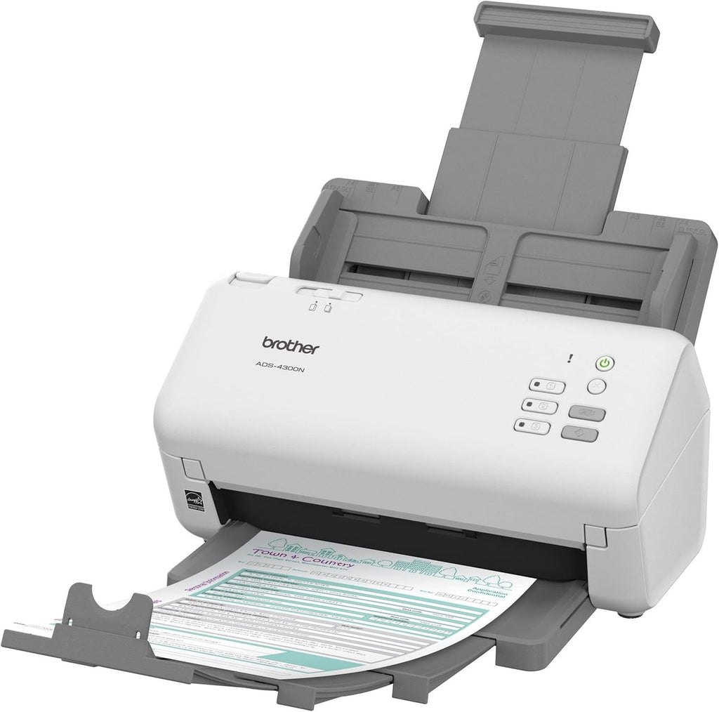 Brother ADS-4300N Professional Desktop Scanner with Fast Scan Speeds, Duplex, and Networking,White
